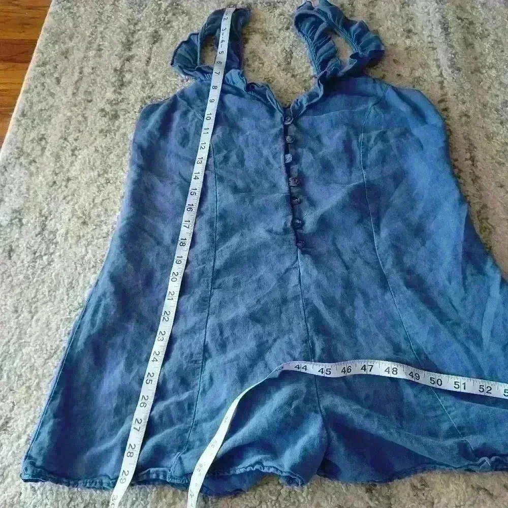 Zara Womens Blue Ruffled Tank Romper S